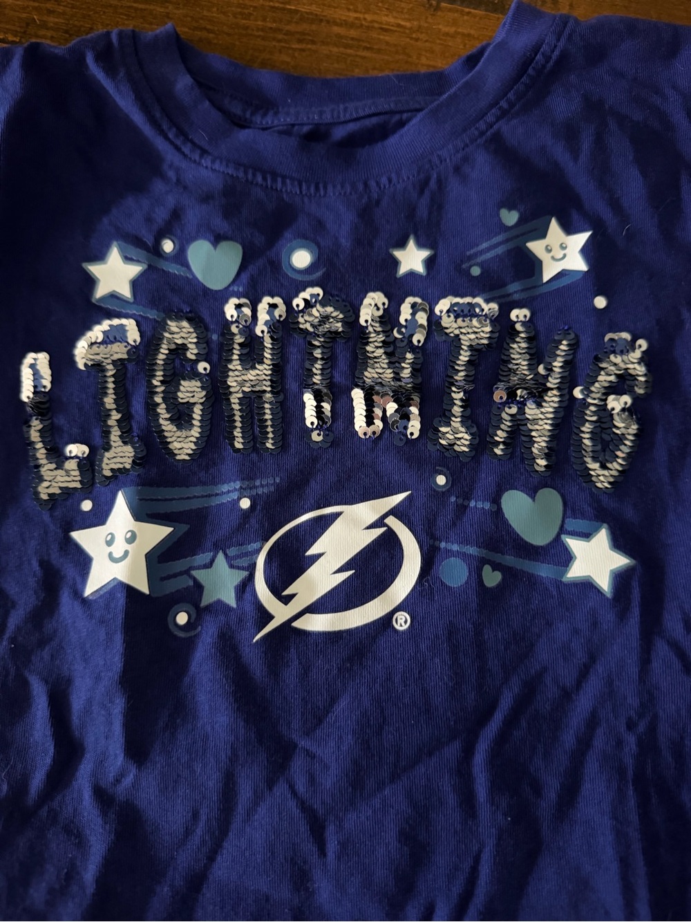 New Era Girls' Navy Blue Tampa Bay Lightning Sequin Logo Tee